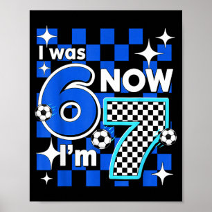 Poster Azul Xadrez Eu Tinha 6 Anos Agora Tenho 7 Aniversá