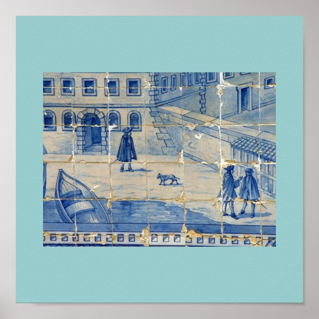 Poster Azulejo azul (Frente)