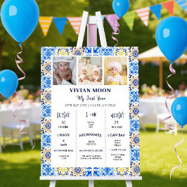 Poster Azulejo Azul Italiano Mamma Mia Aniversário Marco