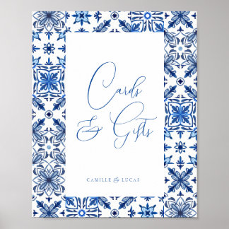 Poster Azulejo Azul Mediterrâneo e Cartões e presentes de