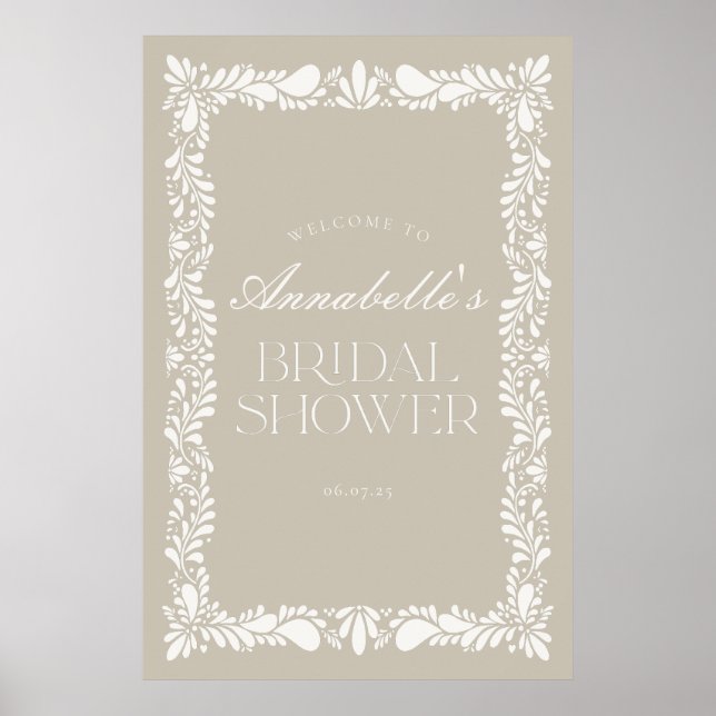 Poster Azulejo Beige Talavera Fiesta Chá de panela Bem-vi (Frente)