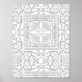 Poster Azulejo de Mandala de Arte com Intrincado Trabalho