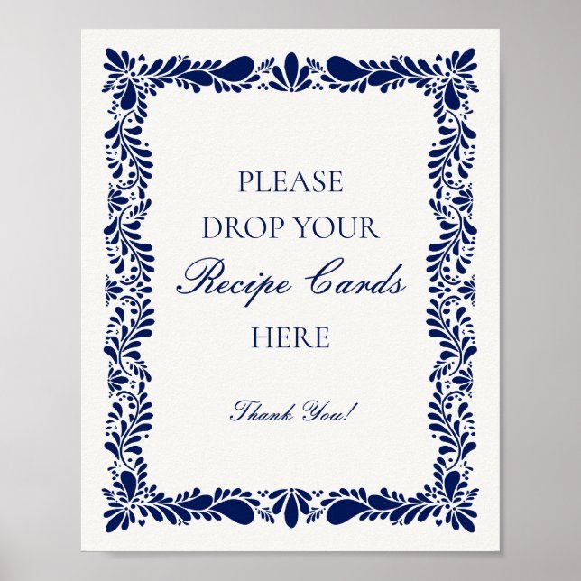 Poster Azulejo de Talavera Azul Espanhol Compartilha uma  (Frente)