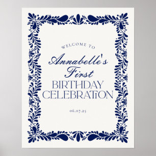 Poster Azulejo de Talavera Espanhol Fiesta Birthday Bem-v