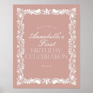 Poster Azulejo Rosa Talavera Espanhol Fiesta Birthday Bem