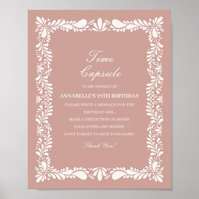 Poster Azulejo Rosa Talavera Tempo Cápsula Bebê Jogo de A (Frente)