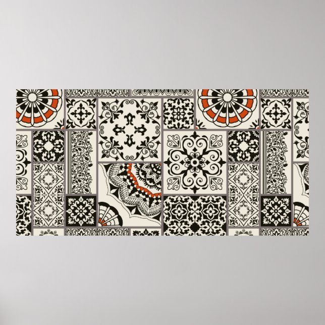 Poster Azulejo sem falhas com o Islã, árabe, indiano (Frente)