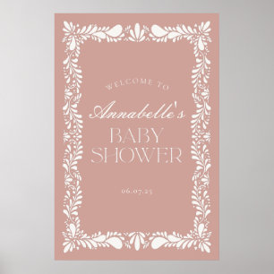 Poster Azulejo Talavera Rosa Fiesta Chá de fraldas Bem-vi