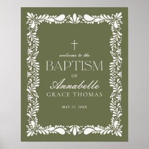 Poster Azulejo Verde Talavera Espanhol Fiesta Baptism Bem