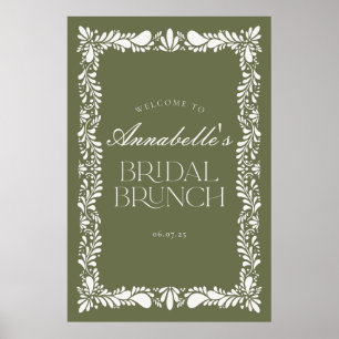 Poster Azulejo Verde Talavera Fiesta Bridal Brunch Bem-vi