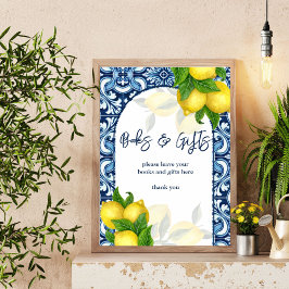 Poster Azulejos azuis limão Símbolo de presentes de chá d