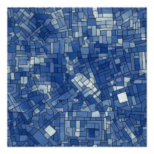 Póster Azulejos Azuis Semibrilho