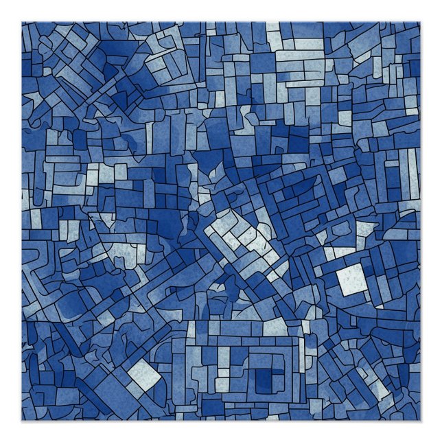 Póster Azulejos Azuis Semibrilho (Frente)