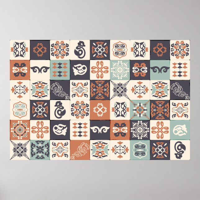 Poster Azulejos, Azulejos, cor de laranja, lisb (Frente)