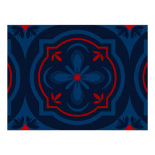 Póster Azulejos decorativos padrão floral 