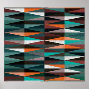 Poster Azulejos Diamantes: Mosaico Colorido do Chão