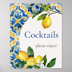 Poster Azulejos do Mediterrâneo Cocktails Lemon Birthday