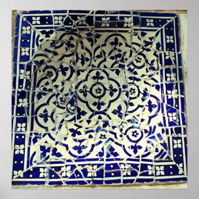 Póster Azulejos do mosaico Guell Park Barcelona (Frente)