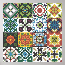Poster Azulejos hispânicos e Padrões têxteis