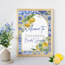 Poster Azulejos Italianos Arrastam Citrus Lemons Bem-vind
