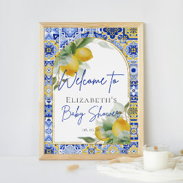 Poster Azulejos Italianos Arrastam Citrus Lemons Bem-vind