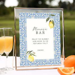 Poster Azulejos mediterrânicos Bar Amalfi Capri Mimosa