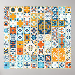 Poster Azulejos Portugueses Azulejo: Vintage Multicolor