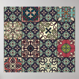 Poster Azulejos Portugueses: Estilo Talavera Invisível