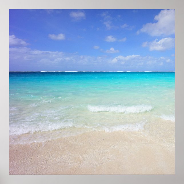 Poster Azure Blue Caribe Praia Tropical (Frente)