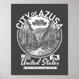 POSTER AZUSA CALIFÓRNIA VINTAGE - CIDADE DE AZUSA CA