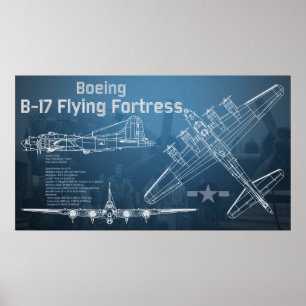 Poster B-17 Fortaleza Blueprint
