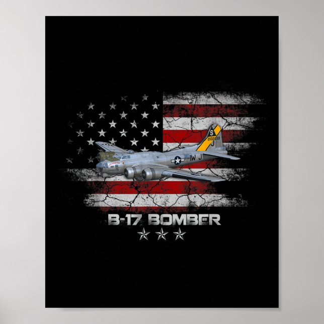 Poster B-17 Fortaleza Voadora Guerra Mundial 2 Bombardeir (Frente)
