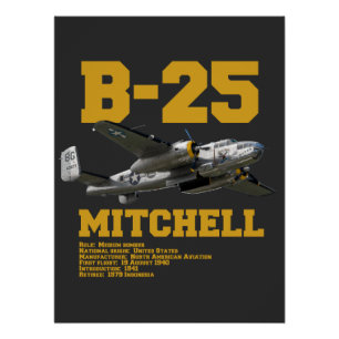 Póster B-25 Mitchell   WW2 Plane