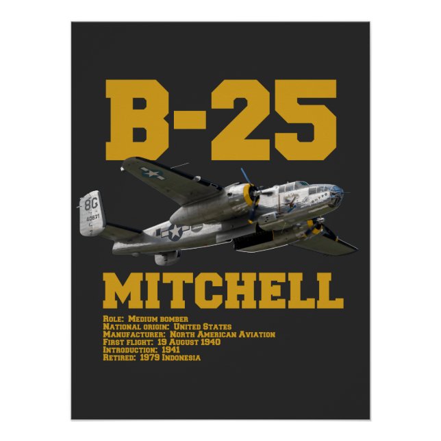 Póster B-25 Mitchell | WW2 Plane (Frente)