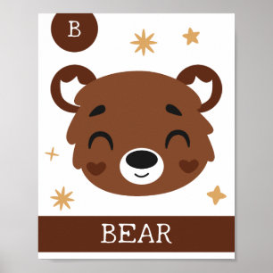 Poster B é de Urso, Berçário, Quarto, Arte de Parede para