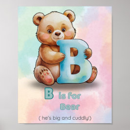 Poster B é de Urso – Grande e Fofo Alfabeto para Berçário