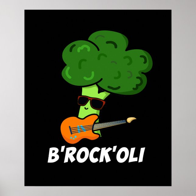 Poster B-Rock-Oli Funny Rocker Broccoli Pun Dark BG (Frente)