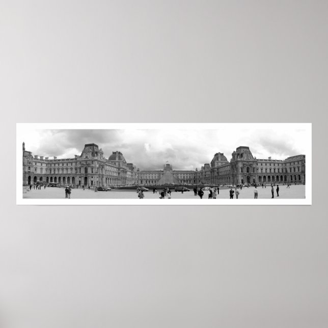 Póster B&W Louvre Panorâmica (Frente)