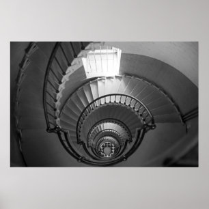 Póster B&W spiral staircase