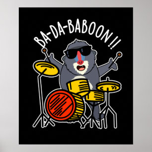 Poster Ba-da-ba-boon Macaco Engraçado Baboon Pun Dark BG