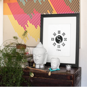 Póster Ba Gua, oito trigramas, yin yang personalizável