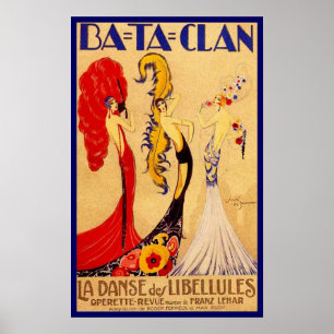 Póster Ba-Ta-Clan Operette Vintage Anúncios De Teatro Fra