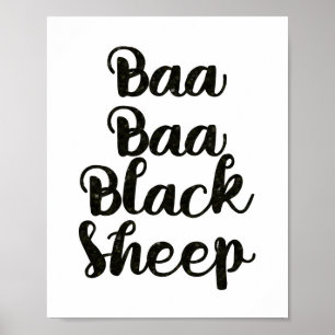 Poster Baa Baa Black Sheep Glitter