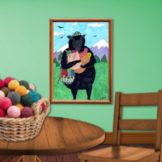 Poster Baa Baa Ovelha Preta Arte Folclórica