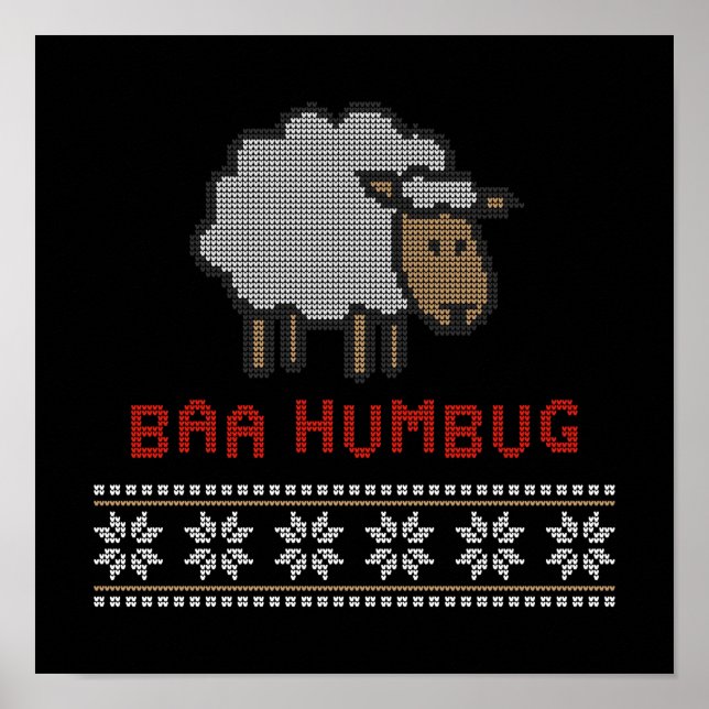 Poster Baa Humbug - Ovelha de Natal (Frente)