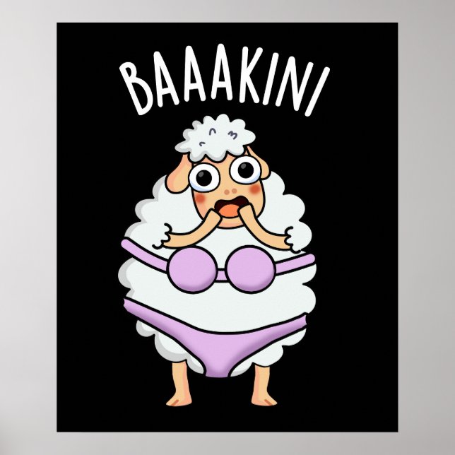 Poster Baa-kini Funny Bikini Pun Dark BG (Frente)