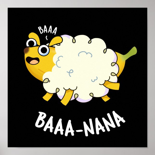 Poster Baa-nana Funny Banana Pun Dark BG (Frente)