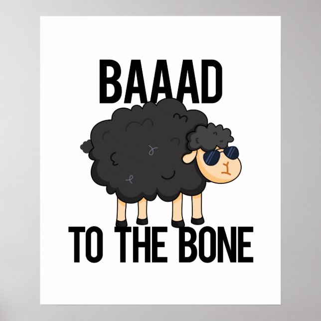 Poster Baaaad Para O Bone Engraçado Pun Ovino Negro (Frente)