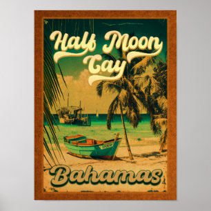 Poster Baamas de meia-lua retro Vintage às 60