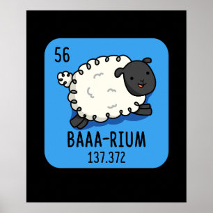 Poster Baarium Funny Sheep Chemistry Pun Dark BG